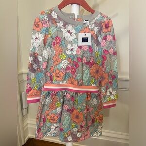 NWT Janie and Jack Floral Sweatshirt Dress - Size 4